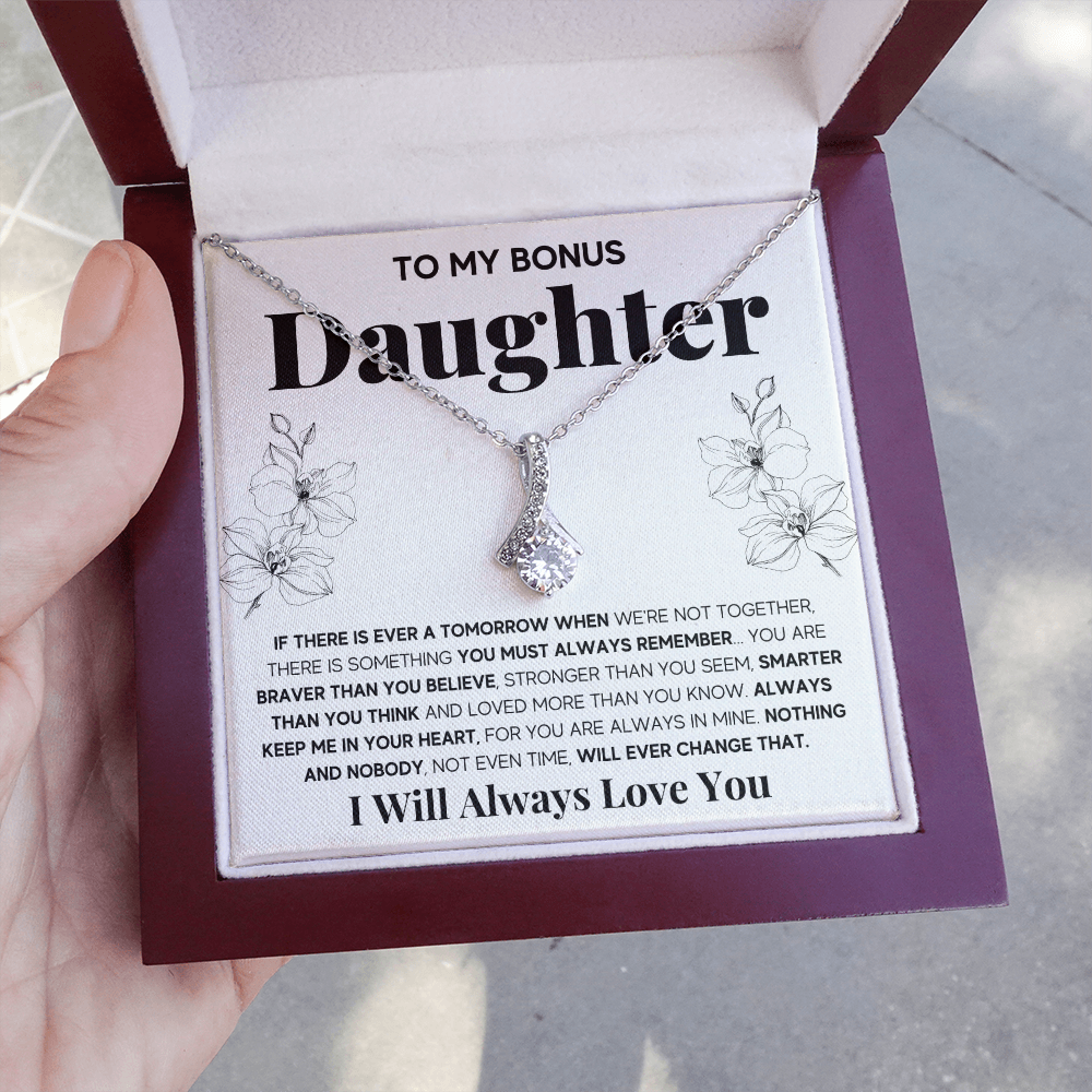 To my bonus daughter necklace, bonus daughter necklace from stepdad, step daughter necklace, step daughter from mom - ON CLOUD NINE GIFTS