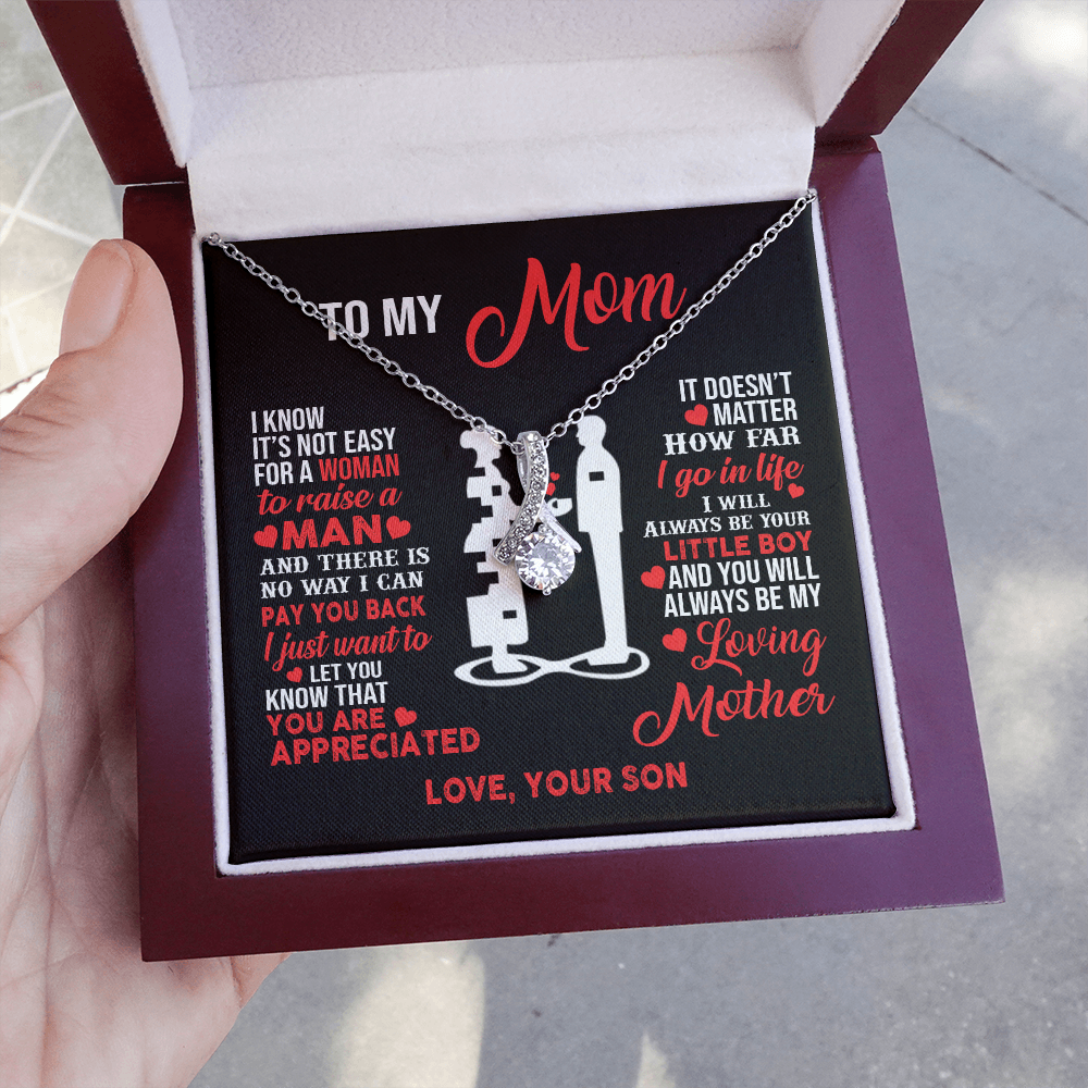 Birthday gift for mom heart jewelry from son on Mothers Day sentimental I Love You gifts Alluring Beauty Necklace with Message Card and Gift Box - ON CLOUD NINE GIFTS
