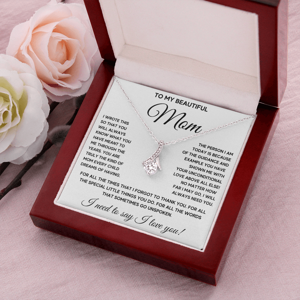 Birthday gift for mom heart jewelry from son on Mothers Day sentimental I Love You gifts Alluring Beauty Necklace with Message Card and Gift Box - ON CLOUD NINE GIFTS