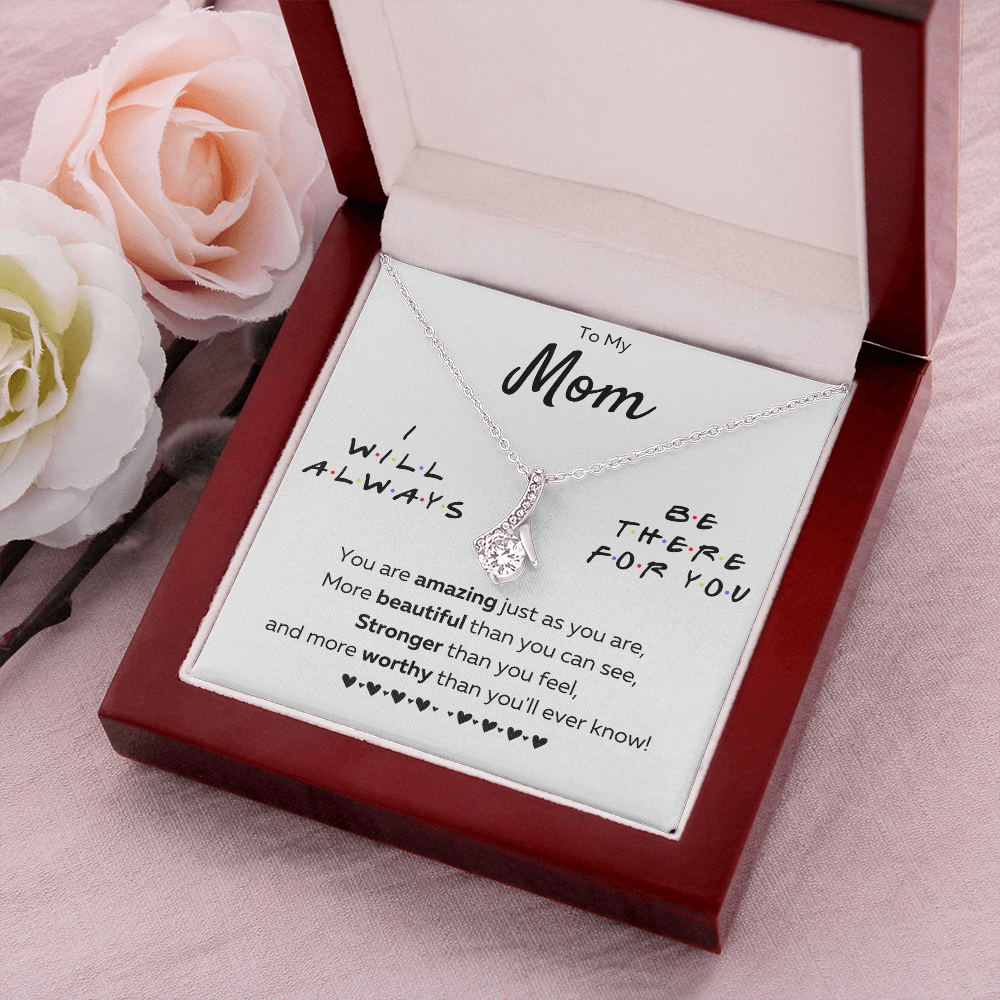 Mother birthday gift from daughter on Mothers Day Heart Pendant Alluring Necklace I Love You Mom Gifts with Message Card and Gift Box - ON CLOUD NINE GIFTS