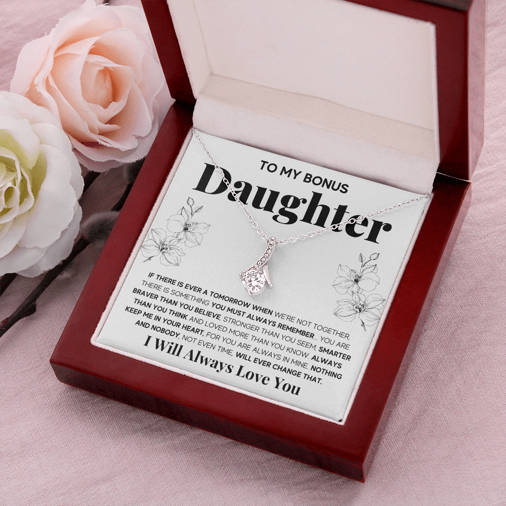 To my bonus daughter necklace, bonus daughter necklace from stepdad, step daughter necklace, step daughter from mom - ON CLOUD NINE GIFTS