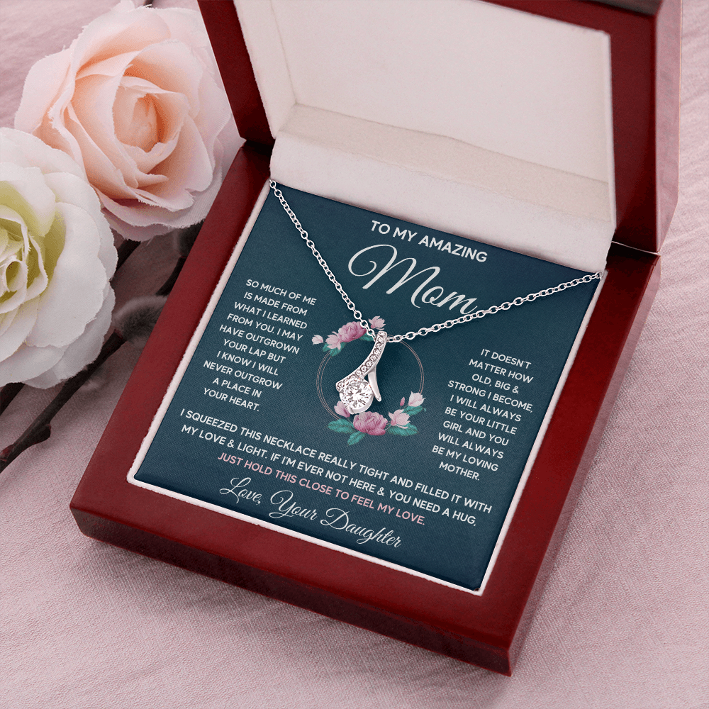 Mother birthday gift from daughter on Mothers Day Heart Pendant Alluring Necklace I Love You Mom Gifts with Message Card and Gift Box - ON CLOUD NINE GIFTS