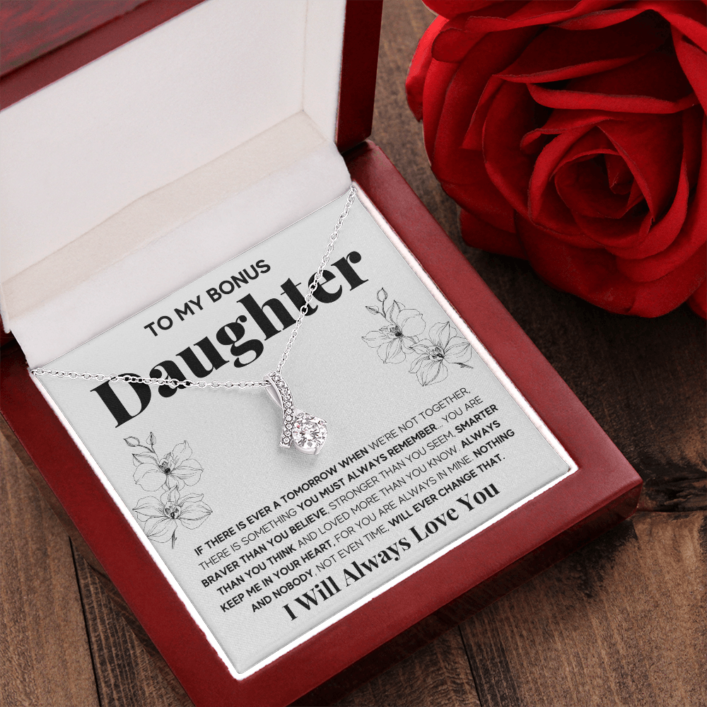 To my bonus daughter necklace, bonus daughter necklace from stepdad, step daughter necklace, step daughter from mom - ON CLOUD NINE GIFTS