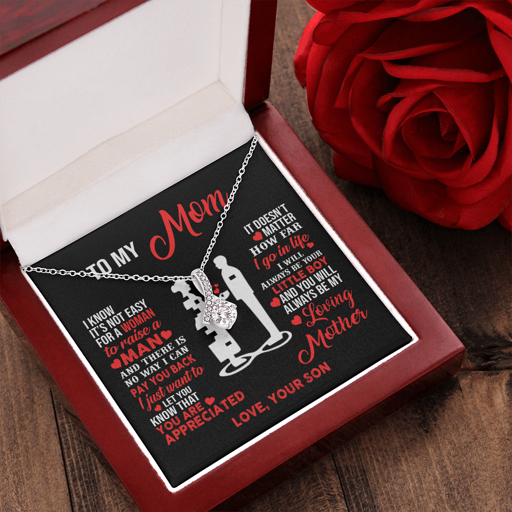 Birthday gift for mom heart jewelry from son on Mothers Day sentimental I Love You gifts Alluring Beauty Necklace with Message Card and Gift Box - ON CLOUD NINE GIFTS