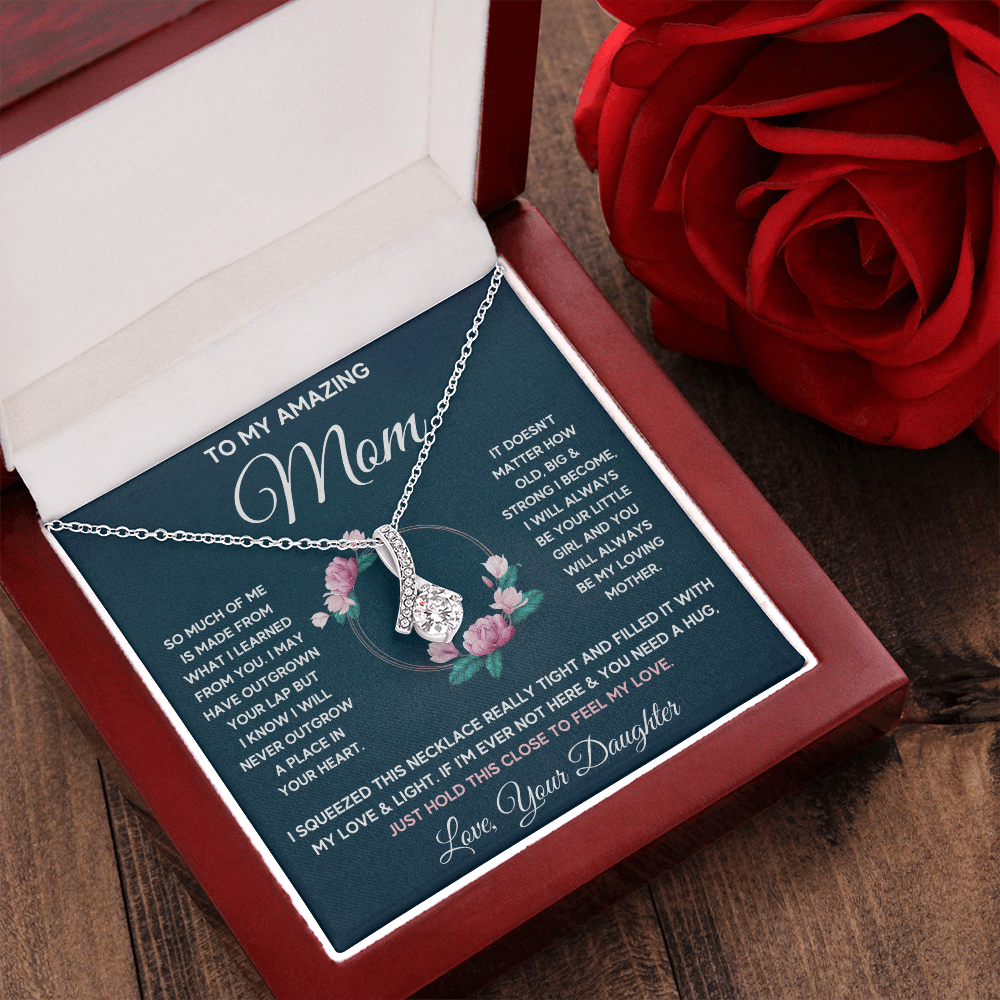 Mother birthday gift from daughter on Mothers Day Heart Pendant Alluring Necklace I Love You Mom Gifts with Message Card and Gift Box - ON CLOUD NINE GIFTS