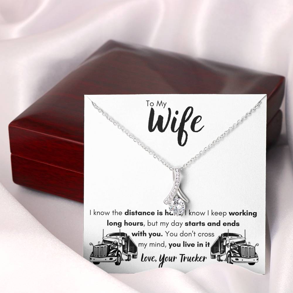 TO MY WIFE "LOVE, YOUR TRUCKER" ALLURING BEAUTY NECKLACE GIFT SET - ON CLOUD NINE GIFTS