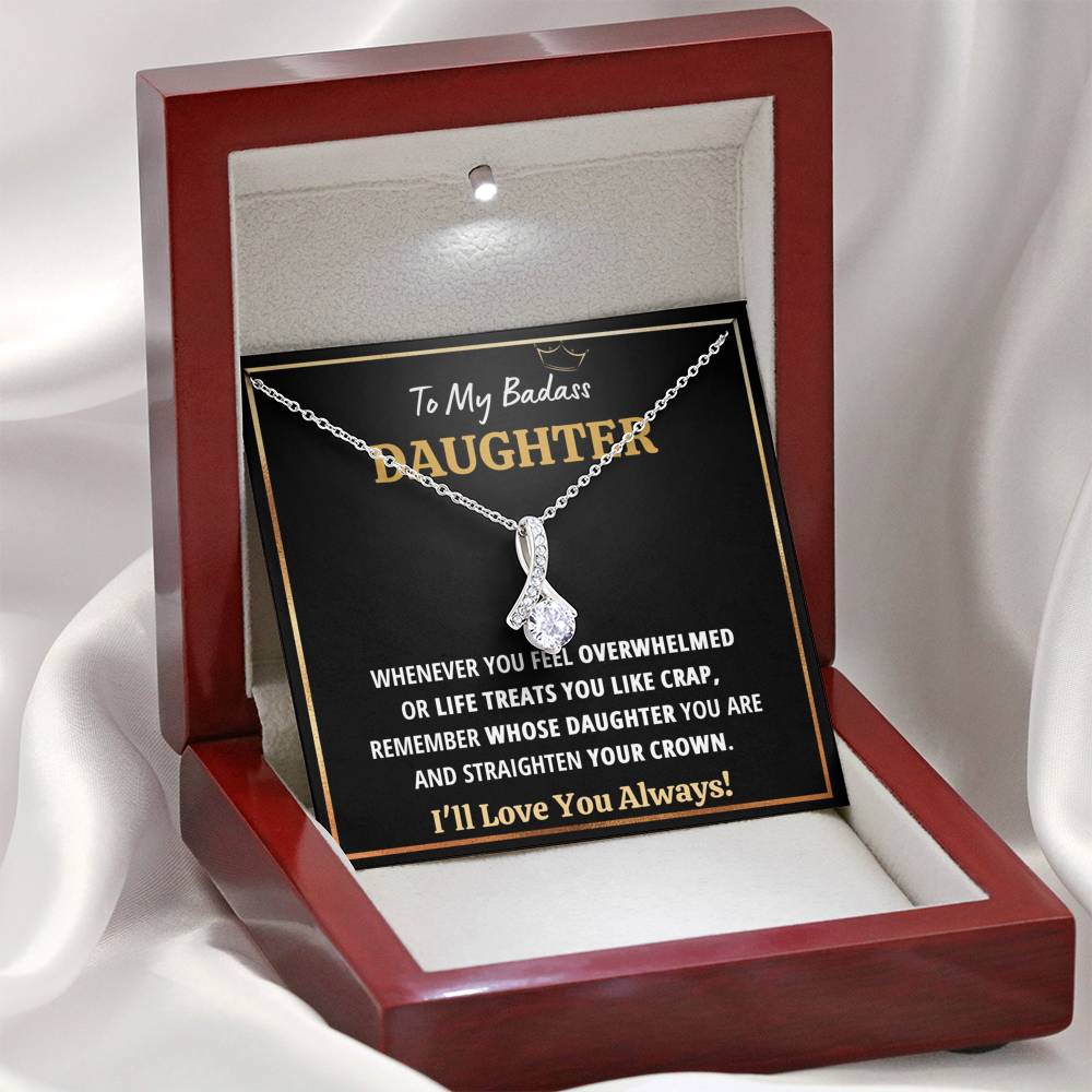 TO MY BADASS DAUGHTER "CRAP - BLACK" ALLURING BEAUTY NECKLACE GIFT SET - ON CLOUD NINE GIFTS