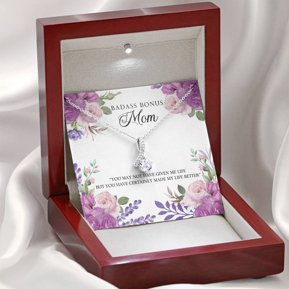 TO MY BADASS BONUS MOM "LIFE-SO" ALLURING BEAUTY NECKLACE GIFT SET - ON CLOUD NINE GIFTS