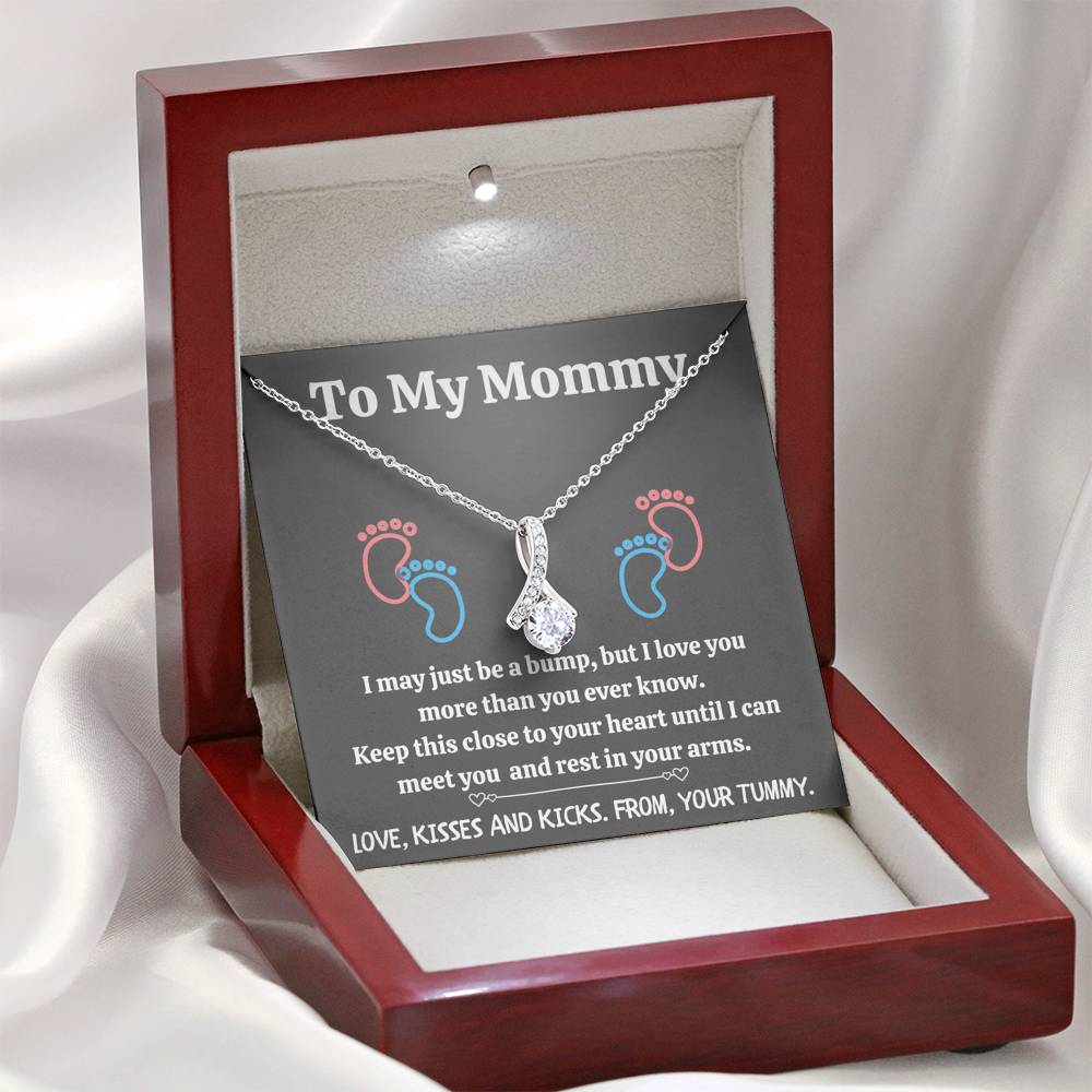 TO MY MOMMY "BABY FEET - GRAY" ALLURING BEAUTY NECKLACE GIFT SET - ON CLOUD NINE GIFTS