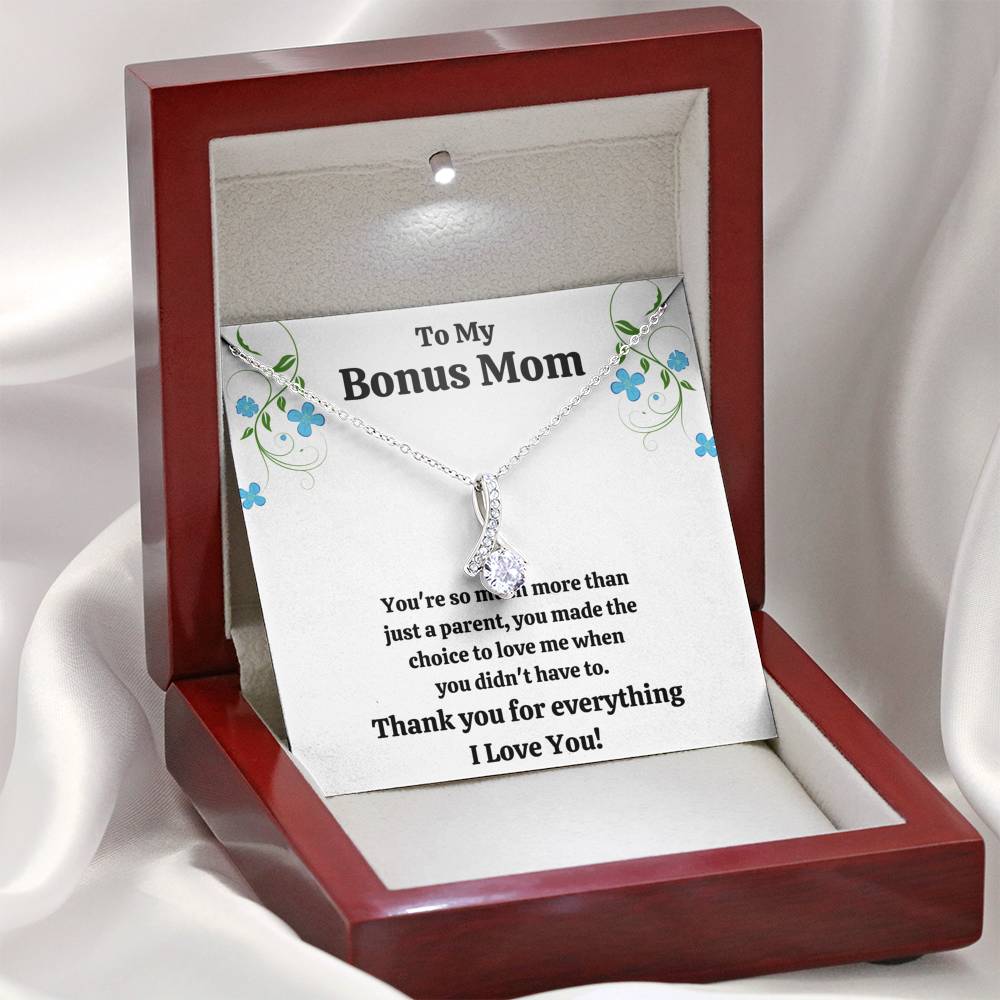 TO MY BONUS MOM "CHOICE TO LOVE ME" ALLURING BEAUTY NECKLACE GIFT SET - ON CLOUD NINE GIFTS