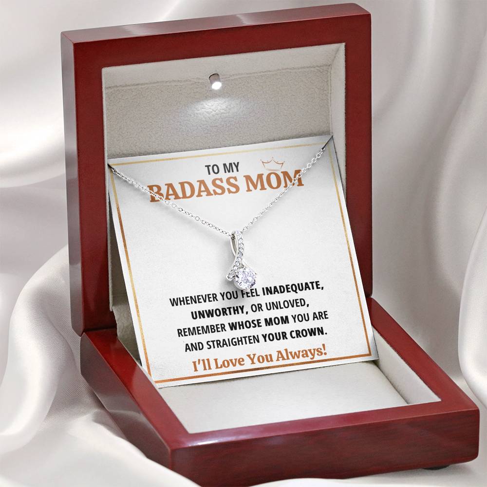 TO MY BADASS MOM CROWN ALLURING BEAUTY NECKLACE GIFT SET - ON CLOUD NINE GIFTS