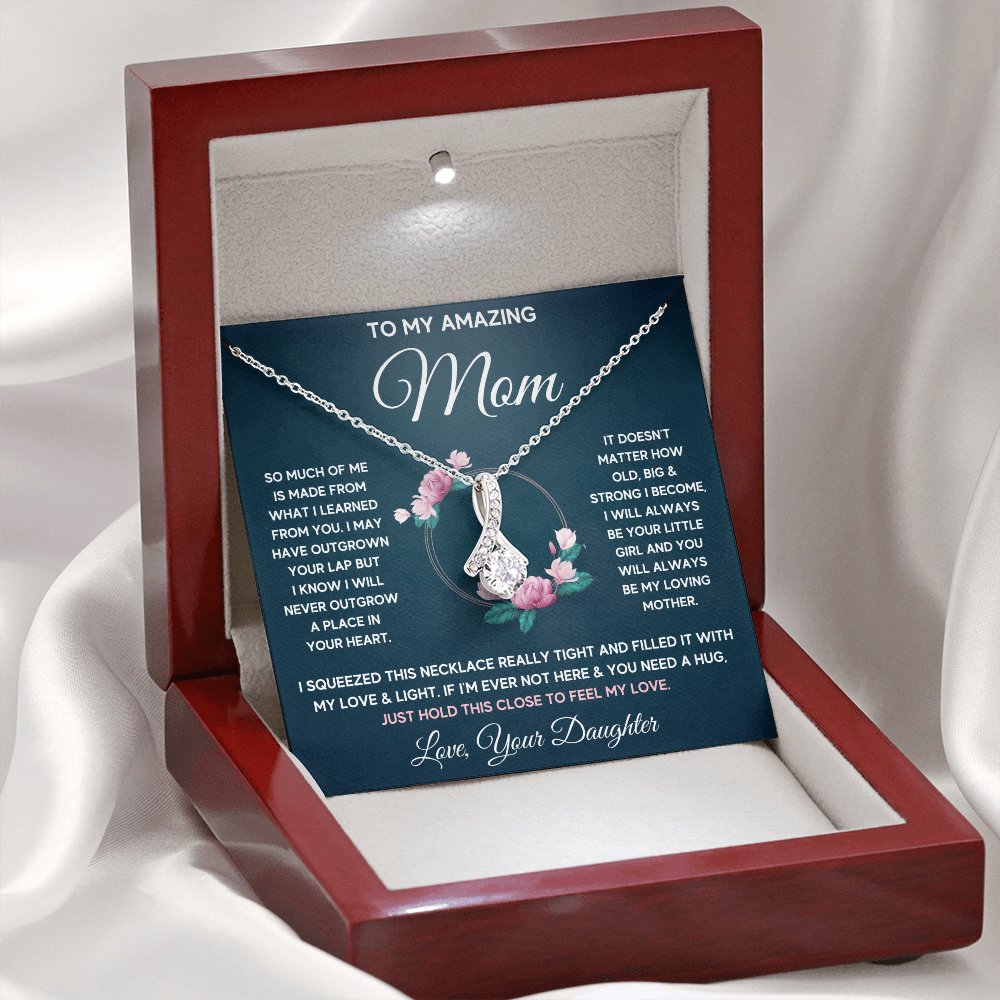 Mother birthday gift from daughter on Mothers Day Heart Pendant Alluring Necklace I Love You Mom Gifts with Message Card and Gift Box - ON CLOUD NINE GIFTS