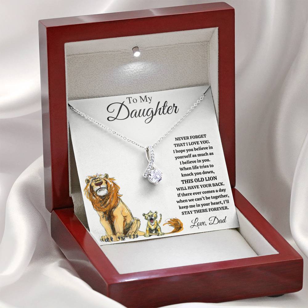 TO MY DAUGHTER "THIS OLD LION - DRAWING" ALLURING BEAUTY NECKLACE GIFT SET - ON CLOUD NINE GIFTS