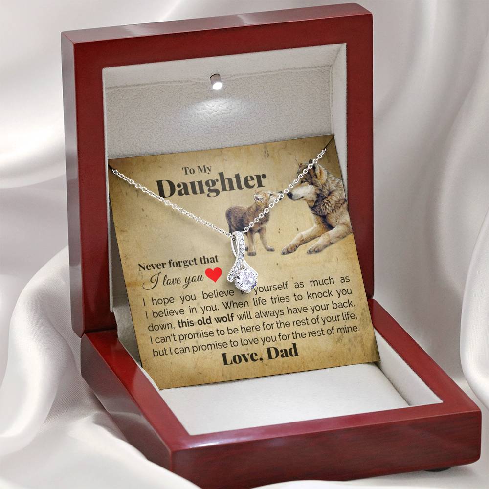 TO MY DAUGHTER "THIS OLD WOLF" ALLURING BEAUTY NECKLACE GIFT SET - ON CLOUD NINE GIFTS
