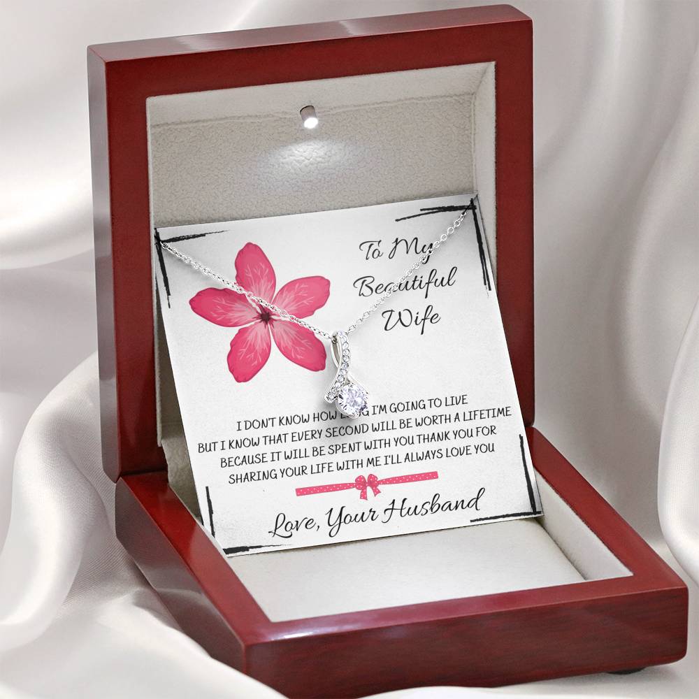 TO MY BEAUTIFUL WIFE "EVERY SECOND" ALLURING BEAUTY NECKLACE GIFT SET - ON CLOUD NINE GIFTS