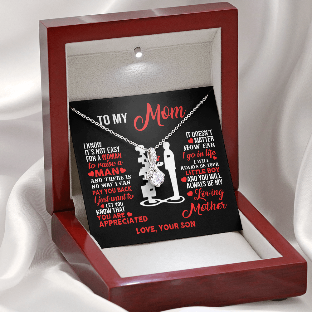 Birthday gift for mom heart jewelry from son on Mothers Day sentimental I Love You gifts Alluring Beauty Necklace with Message Card and Gift Box - ON CLOUD NINE GIFTS