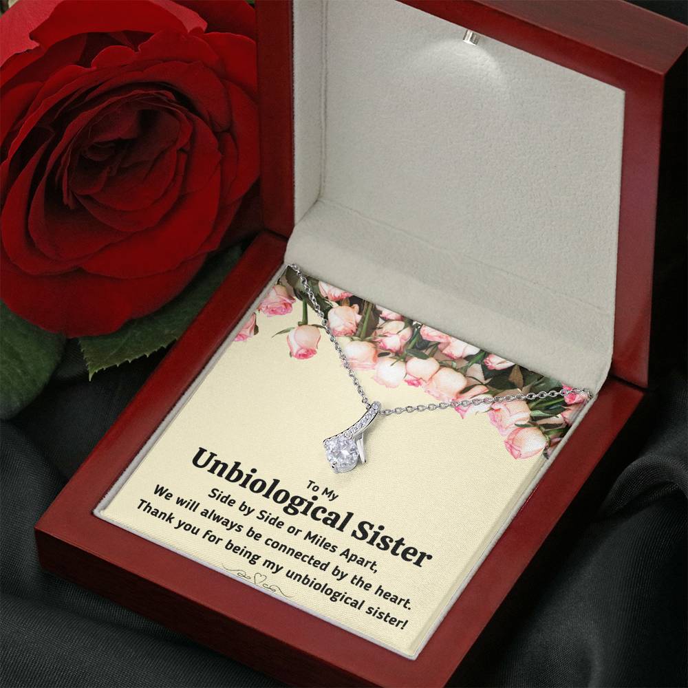 TO MY UNBIOLOGICAL SISTER "CONNECTED BY THE HEART" ALLURING BEAUTY NECKLACE GIFT SET - ON CLOUD NINE GIFTS