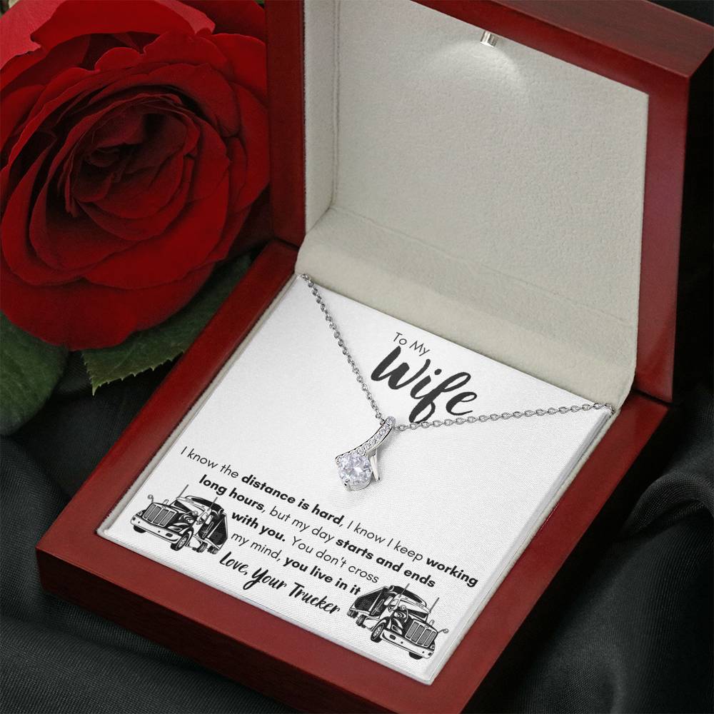 TO MY WIFE "LOVE, YOUR TRUCKER" ALLURING BEAUTY NECKLACE GIFT SET - ON CLOUD NINE GIFTS