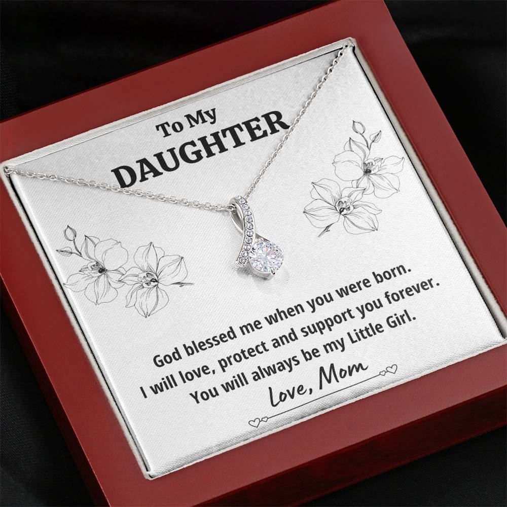 TO MY DAUGHTER FROM MOM "LITTLE GIRL" ALLURING BEAUTY NECKLACE GIFT SET - ON CLOUD NINE GIFTS