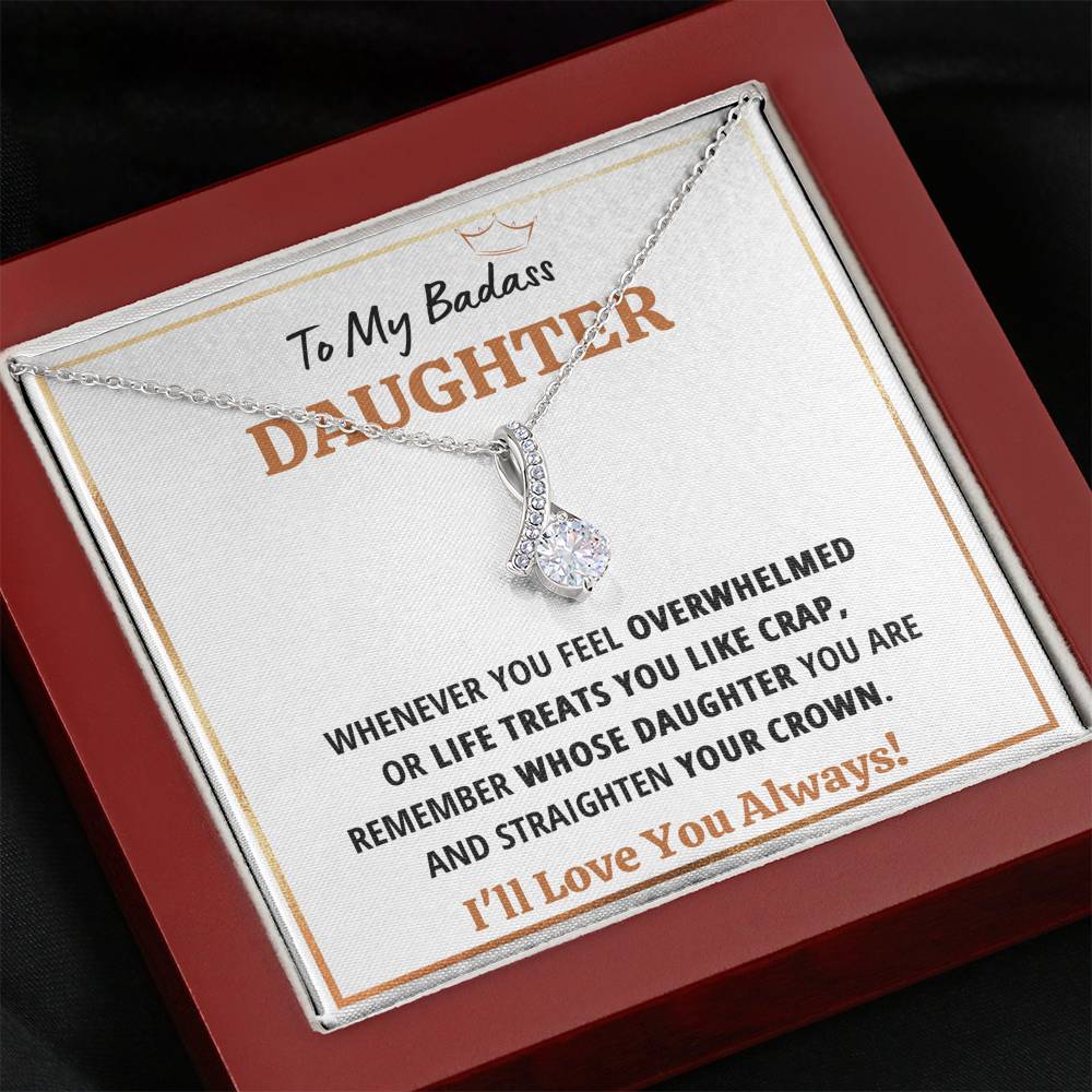 TO MY BADASS DAUGHTER "CRAP - WHITE" ALLURING BEAUTY NECKLACE GIFT SET - ON CLOUD NINE GIFTS