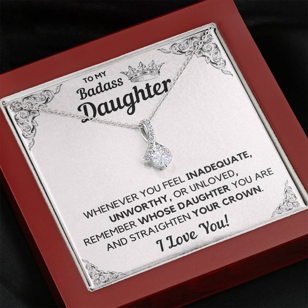 TO MY BADASS DAUGHTER CROWN DECORATION ALLURING BEAUTY NECKLACE GIFT SET - ON CLOUD NINE GIFTS