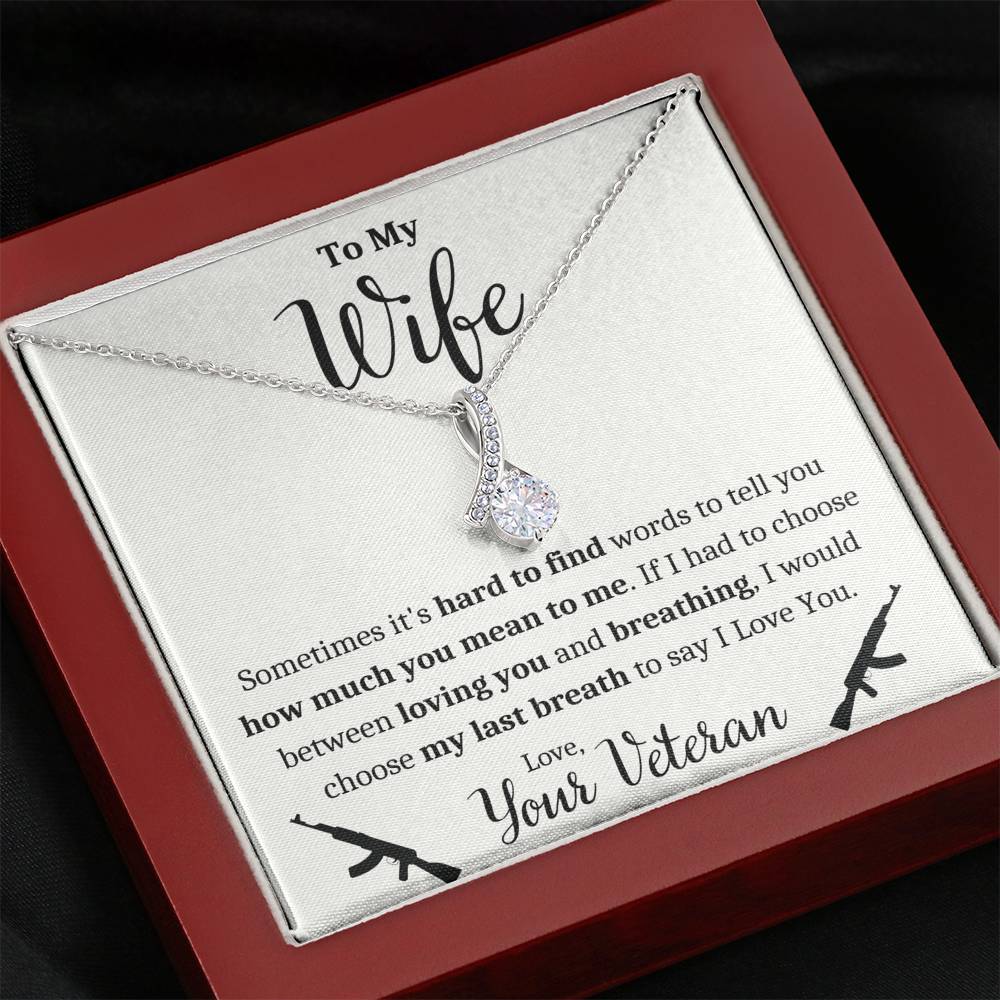 TO MY WIFE "VETERAN - BREATHING" ALLURING BEAUTY NECKLACE GIFT SET - ON CLOUD NINE GIFTS