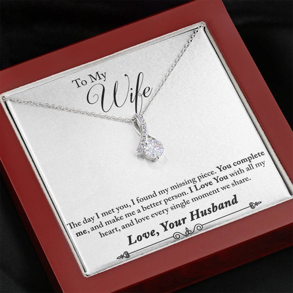 TO MY WIFE "MISSING PIECE - SO" ALLURING BEAUTY NECKLACE GIFT SET - ON CLOUD NINE GIFTS