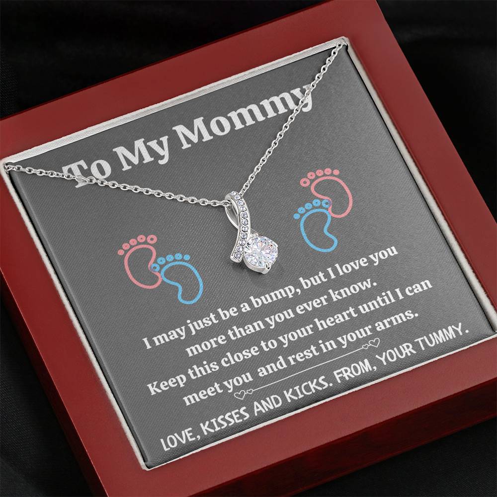 TO MY MOMMY "BABY FEET - GRAY" ALLURING BEAUTY NECKLACE GIFT SET - ON CLOUD NINE GIFTS