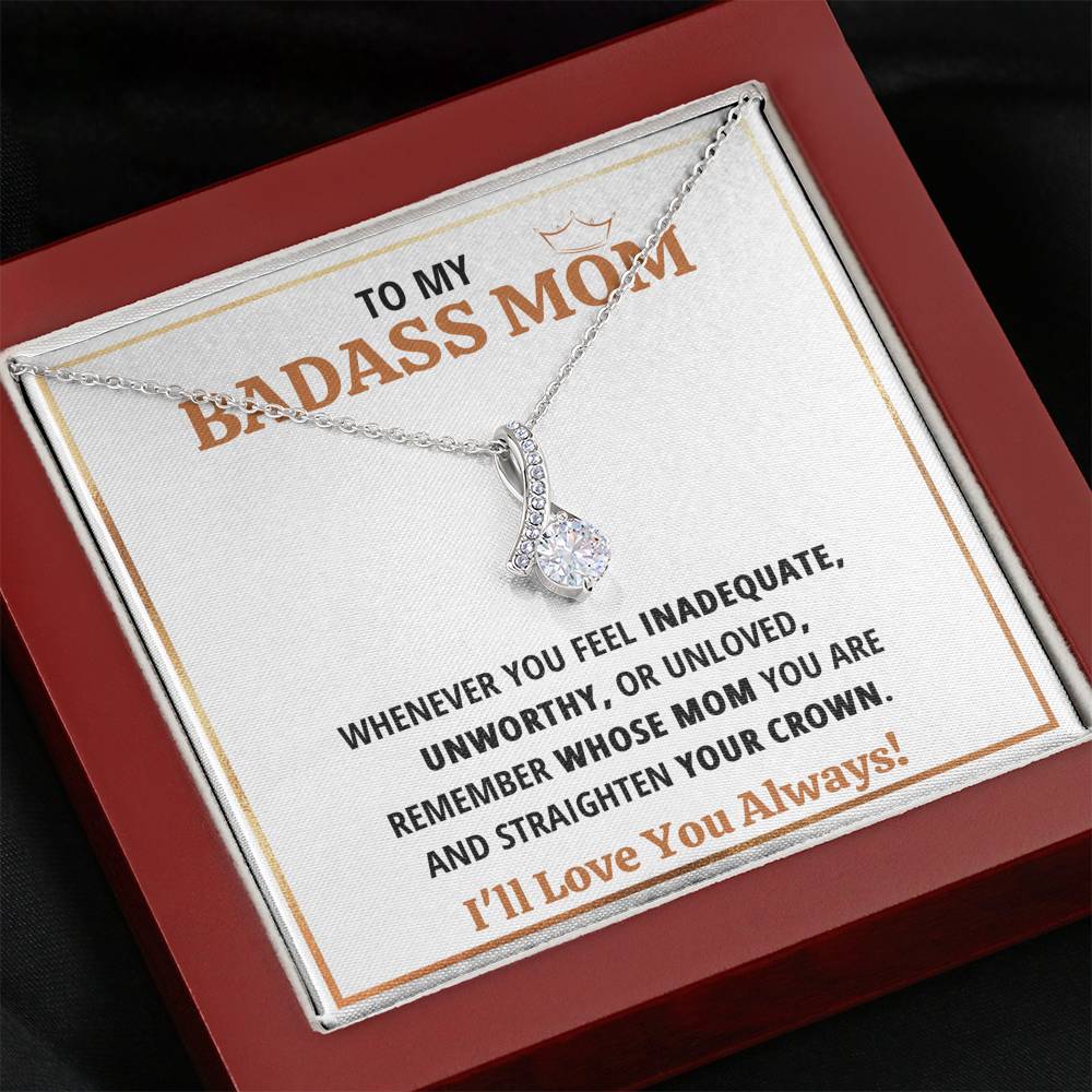 TO MY BADASS MOM CROWN ALLURING BEAUTY NECKLACE GIFT SET - ON CLOUD NINE GIFTS