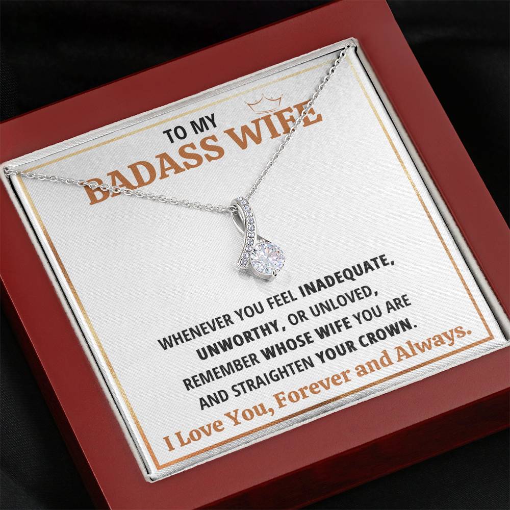 TO MY BADASS WIFE CROWN ALLURING BEAUTY NECKLACE GIFT SET - ON CLOUD NINE GIFTS