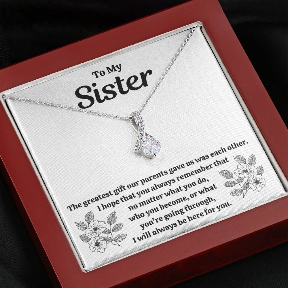 TO MY SISTER "OUR PARENTS" ALLURING BEAUTY NECKLACE GIFT SET - ON CLOUD NINE GIFTS