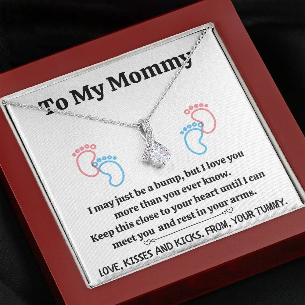 TO MY MOMMY "BABY FEET - WHITE" ALLURING BEAUTY NECKLACE GIFT SET - ON CLOUD NINE GIFTS