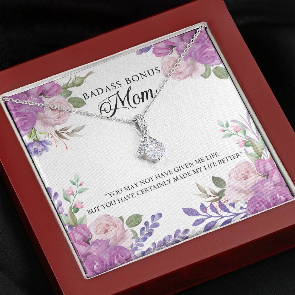 TO MY BADASS BONUS MOM "LIFE-SO" ALLURING BEAUTY NECKLACE GIFT SET - ON CLOUD NINE GIFTS