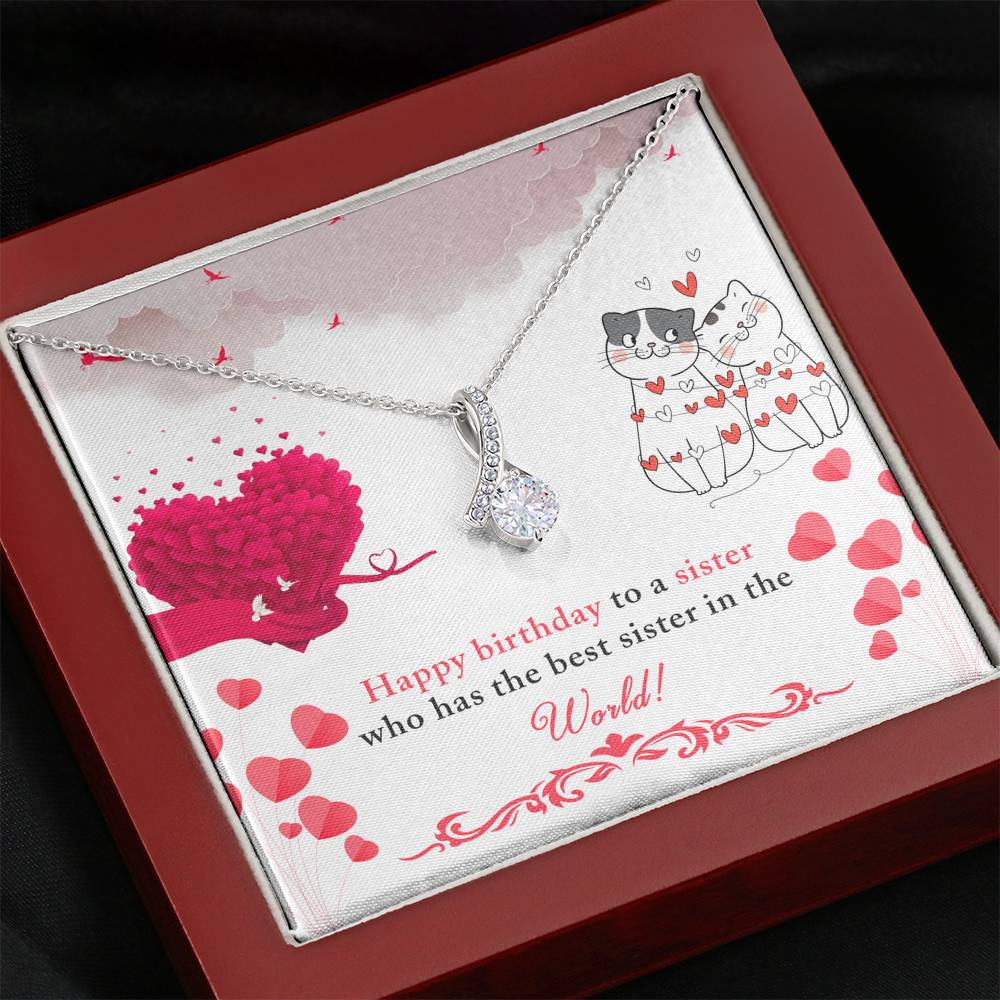 TO MY SISTER "BEST IN THE WORLD" ALLURING BEAUTY NECKLACE BIRTHDAY GIFT SET - ON CLOUD NINE GIFTS