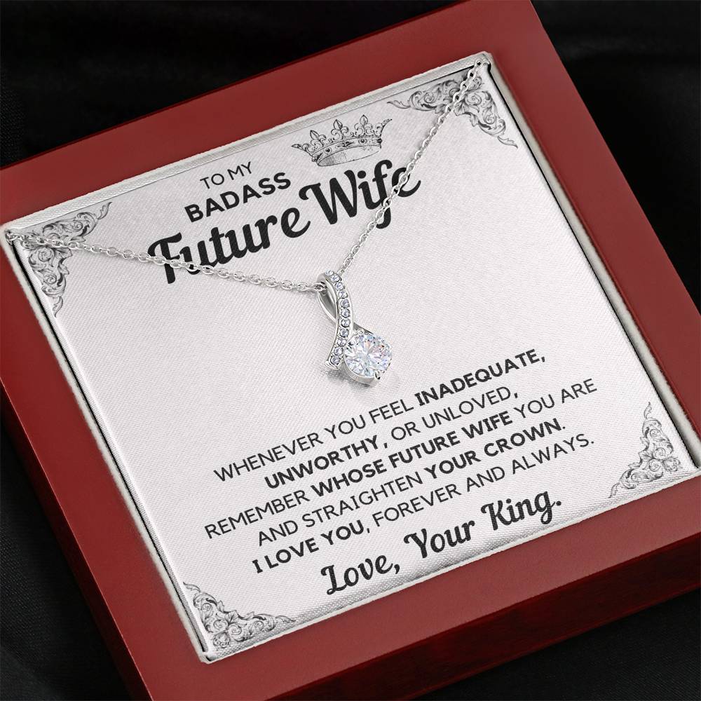 TO MY BADASS FUTURE WIFE CROWN ALLURING BEAUTY NECKLACE GIFT SET - ON CLOUD NINE GIFTS