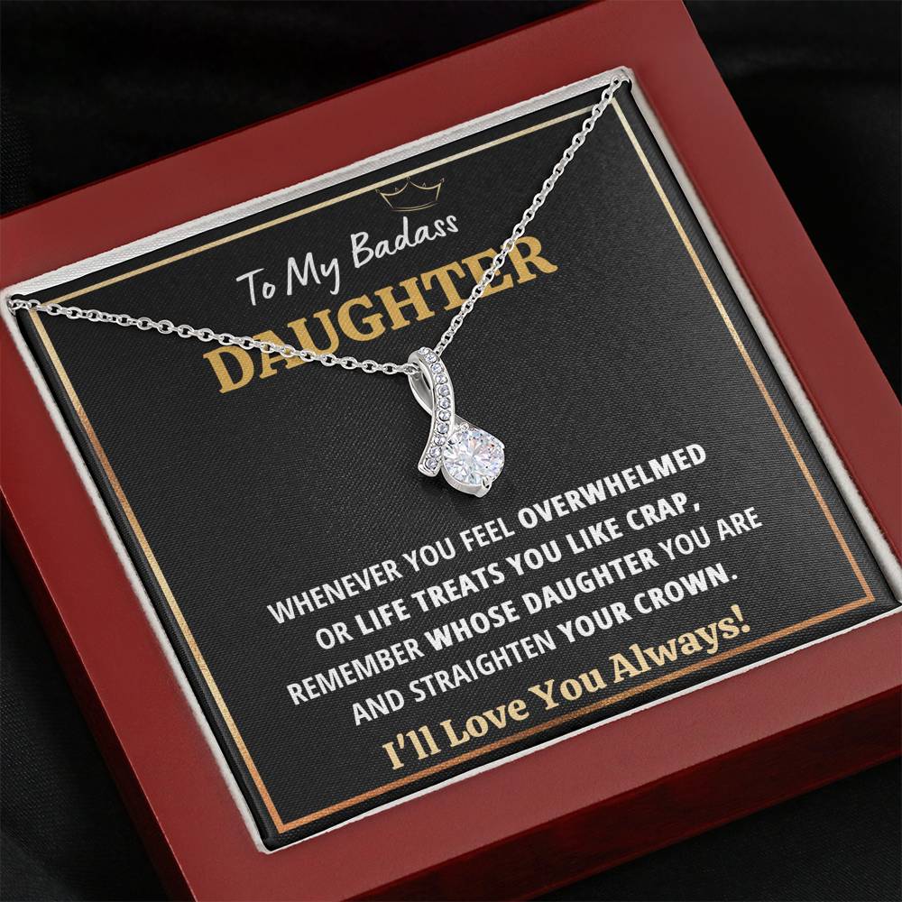 TO MY BADASS DAUGHTER "CRAP - BLACK" ALLURING BEAUTY NECKLACE GIFT SET - ON CLOUD NINE GIFTS