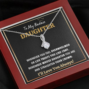 TO MY BADASS DAUGHTER "CRAP - BLACK" ALLURING BEAUTY NECKLACE GIFT SET - ON CLOUD NINE GIFTS