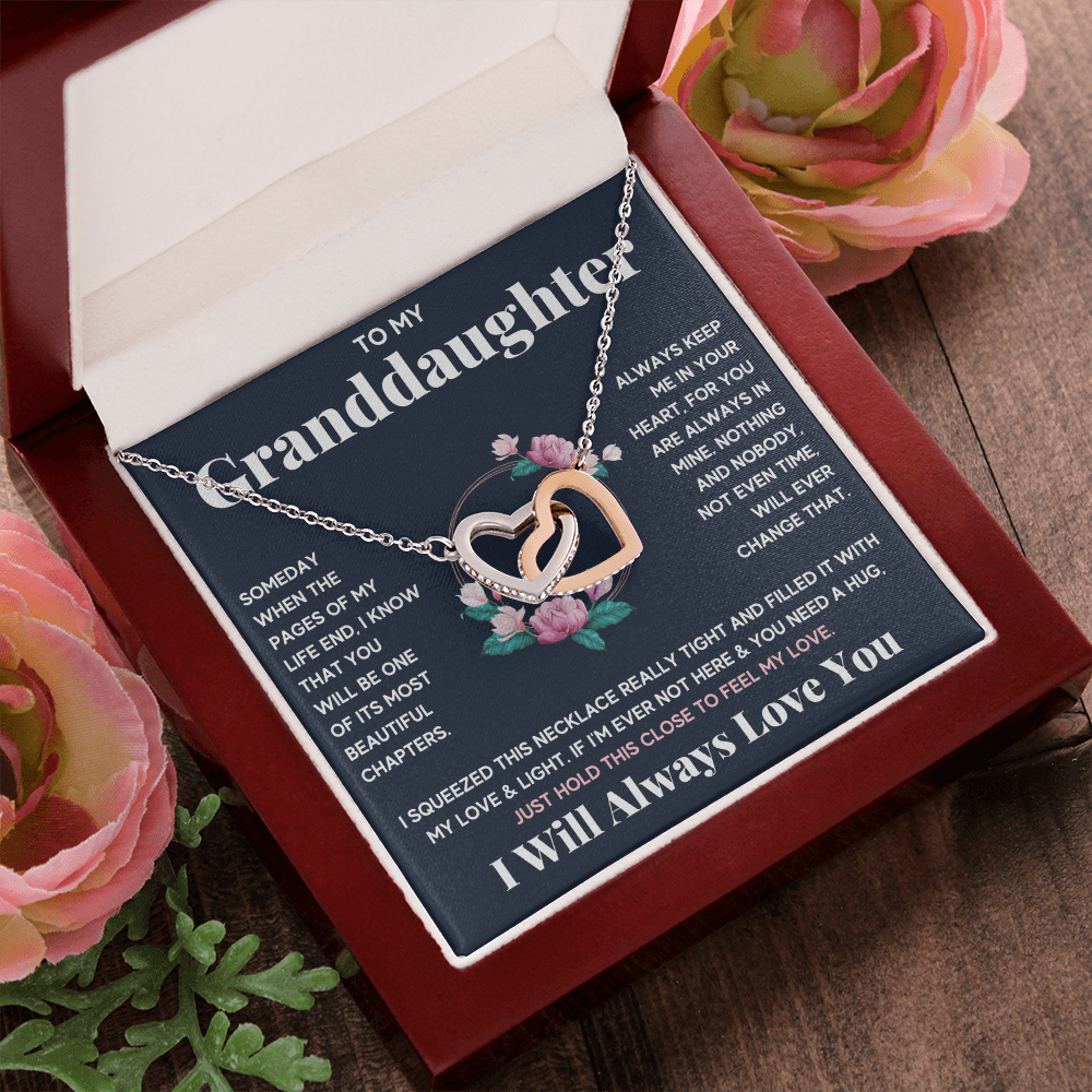 Gifts for adult granddaughter from grandmother and grandpa graduation birthday present Interlocking Necklace with Message Card and Gift Box - ON CLOUD NINE GIFTS