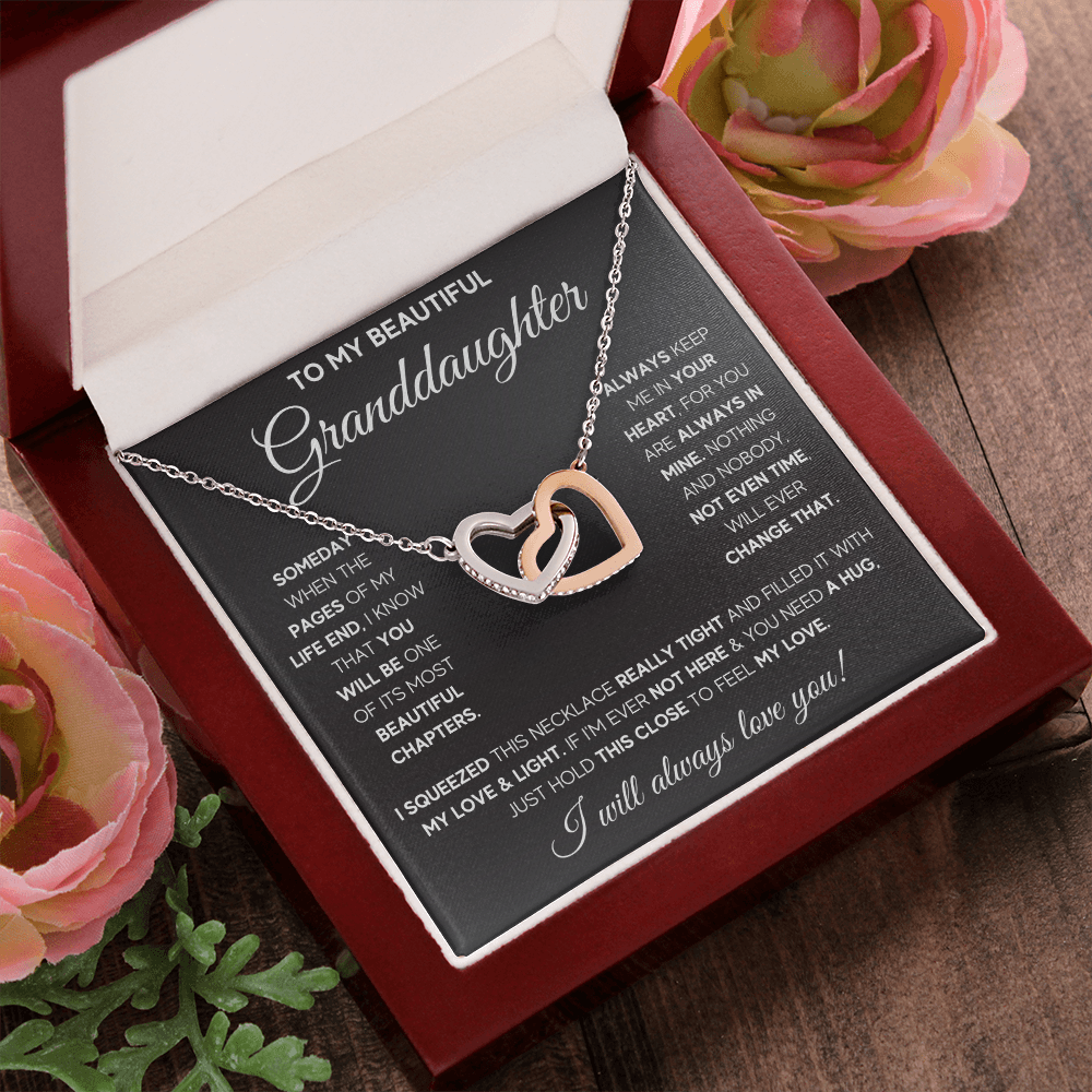 Granddaughter gifts from grandma jewelry from grandpa birthday gift for my granddaughter Interlocking Necklace with Message Card and Gift Box - ON CLOUD NINE GIFTS