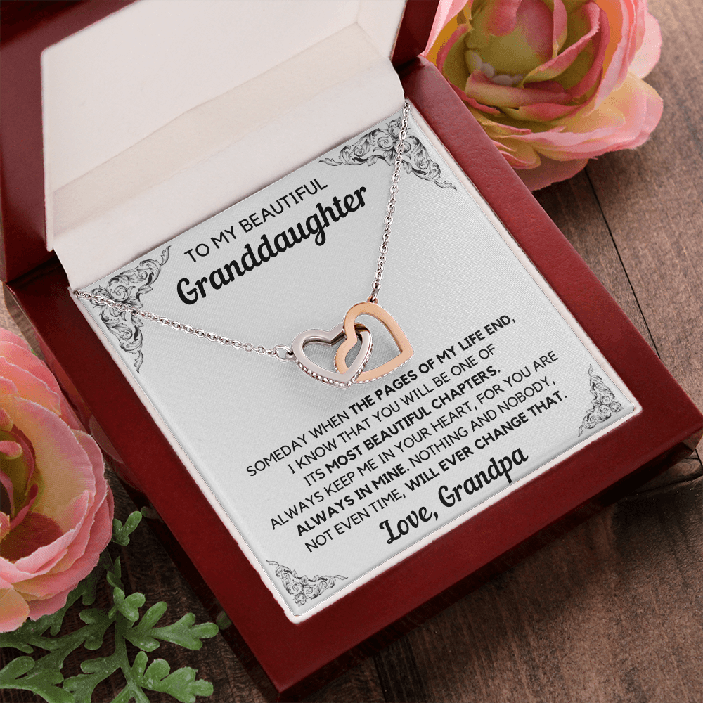 Graduation gift for granddaughter necklace from grandma and grandfather birthday gift Interlocking Necklace with Message Card and Gift Box - ON CLOUD NINE GIFTS