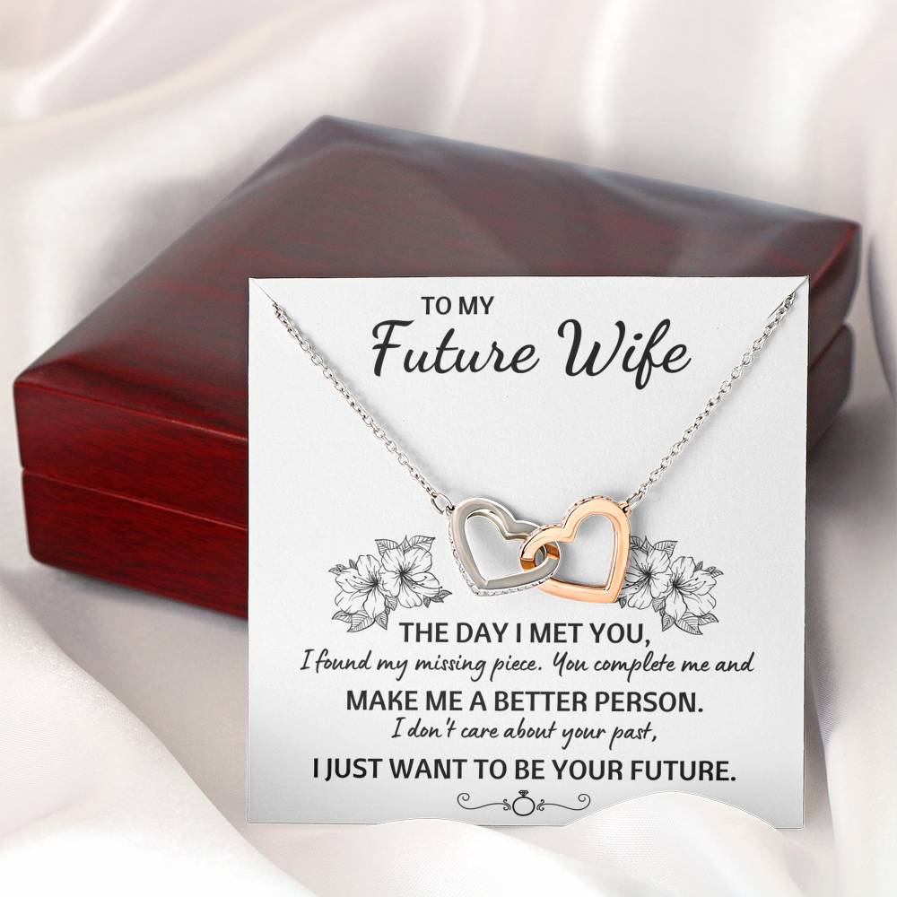 TO MY FUTURE WIFE "YOUR FUTURE" INTERLOCKING HEARTS NECKLACE GIFT SET - ON CLOUD NINE GIFTS