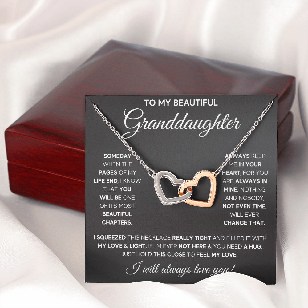 Granddaughter gifts from grandma jewelry from grandpa birthday gift for my granddaughter Interlocking Necklace with Message Card and Gift Box - ON CLOUD NINE GIFTS