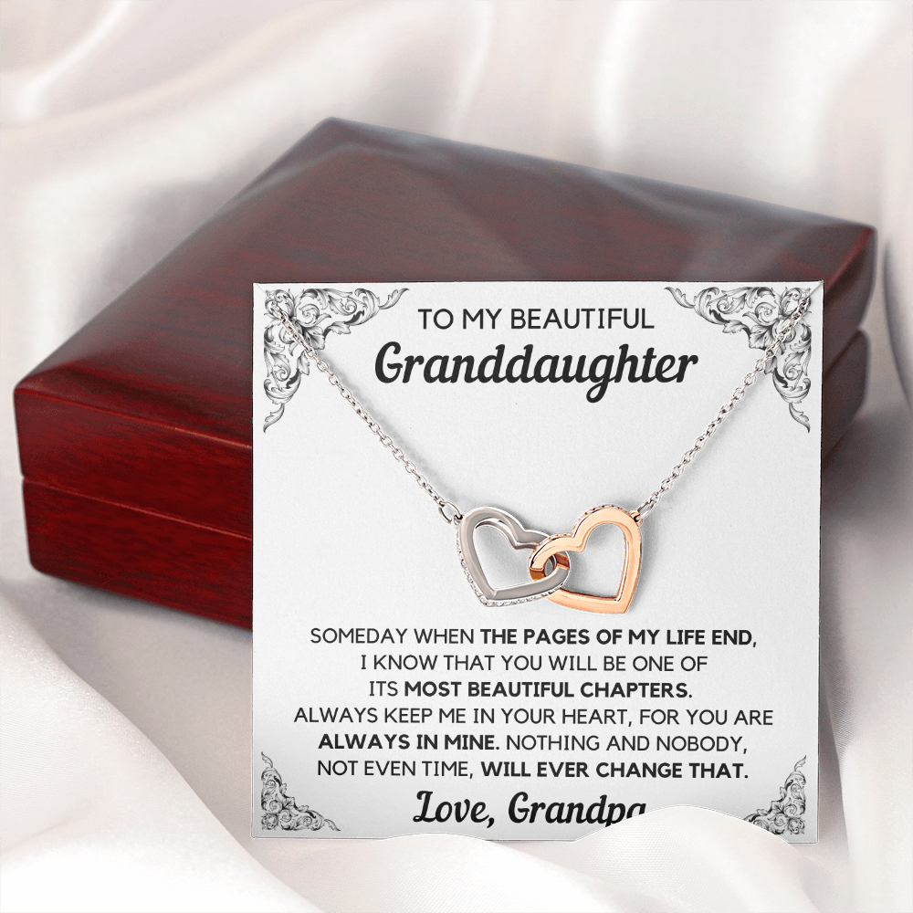 Graduation gift for granddaughter necklace from grandma and grandfather birthday gift Interlocking Necklace with Message Card and Gift Box - ON CLOUD NINE GIFTS
