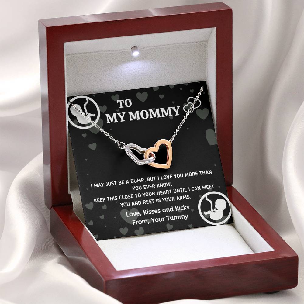 TO MY MOMMY "BABY IN TUMMY" INTERLOCKING HEARTS NECKLACE GIFT SET - ON CLOUD NINE GIFTS