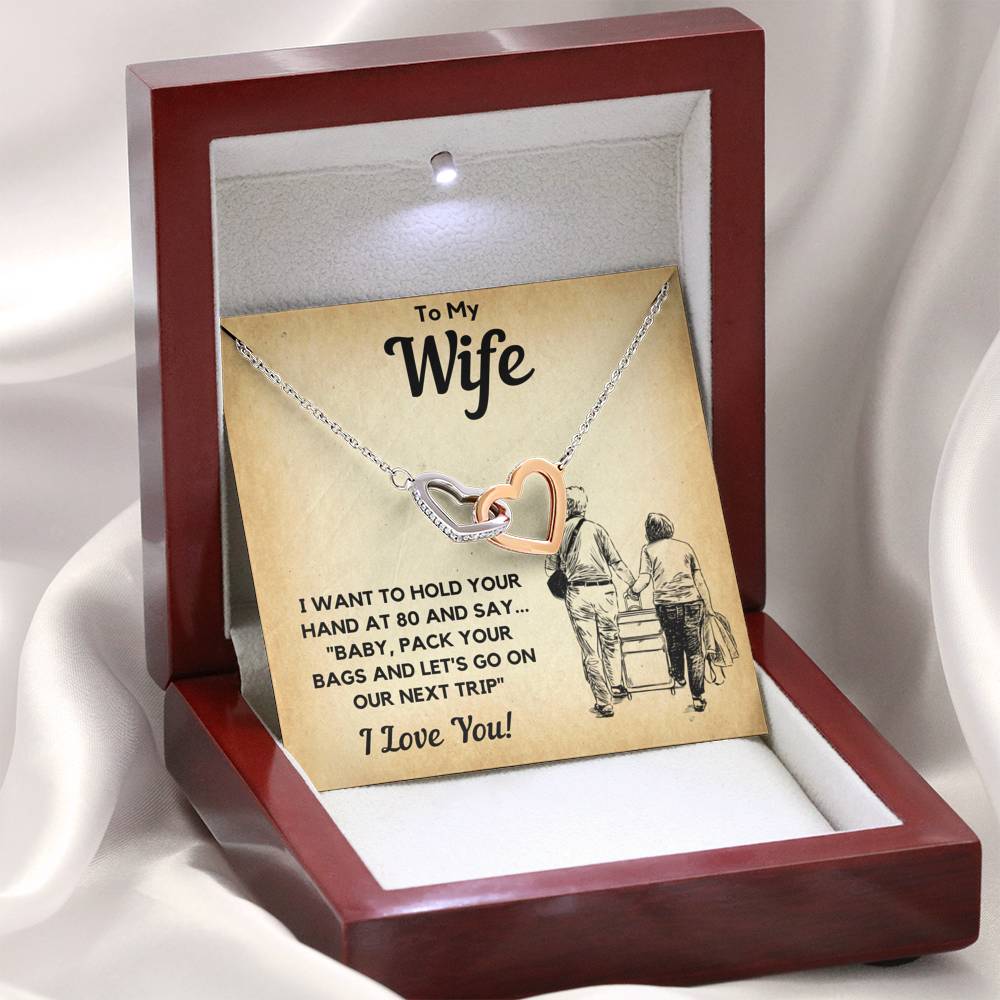 TO MY WIFE BAGS INTERLOCKING HEARTS NECKLACE GIFT SET - ON CLOUD NINE GIFTS