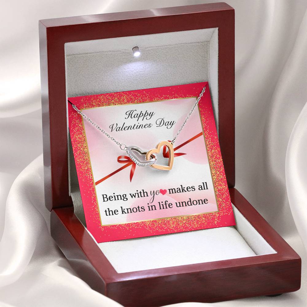 TO MY LOVE "KNOTS" INTERLOCKING HEARTS NECKLACE VALENTINES DAY GIFT SET - ON CLOUD NINE GIFTS