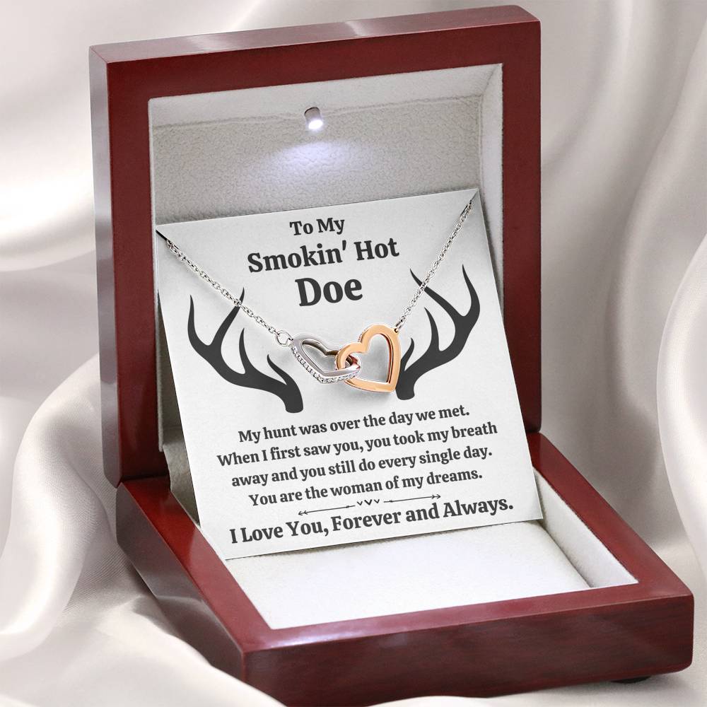 TO MY SMOKIN HOT DOE "DREAMS" INTERLOCKING HEARTS NECKLACE GIFT SET - ON CLOUD NINE GIFTS