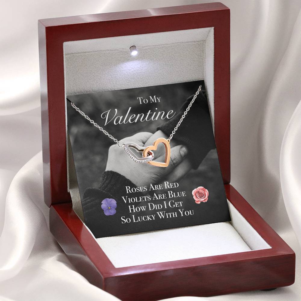 TO MY LOVE "ROSES" INTERLOCKING HEARTS NECKLACE VALENTINES DAY GIFT SET - ON CLOUD NINE GIFTS