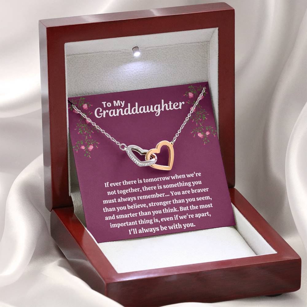 TO MY GRANDDAUGHTER "STRONGER THAN YOU SEEM - PURPLE" INTERLOCKING HEARTS NECKLACE GIFT SET - ON CLOUD NINE GIFTS