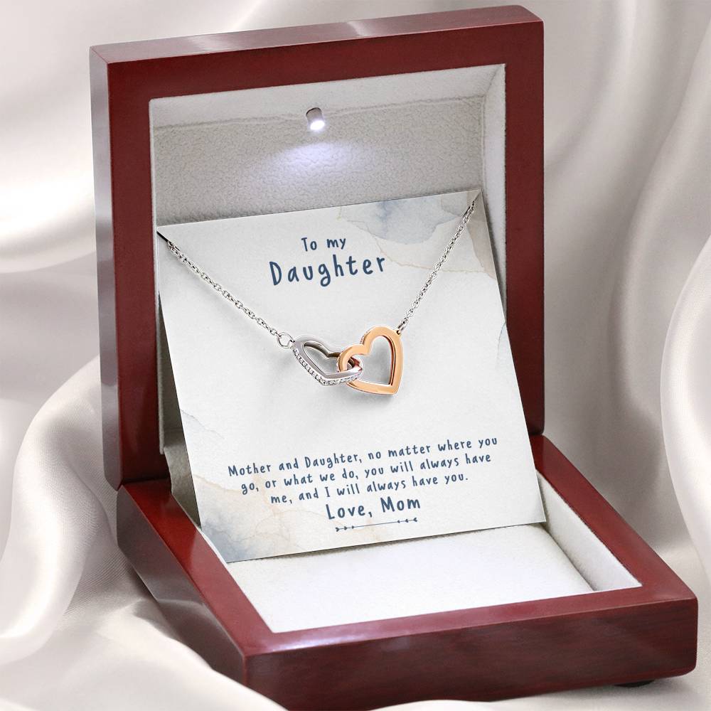TO MY DAUGHTER "NO MATTER" INTERLOCKING HEARTS NECKLACE GIFT SET - ON CLOUD NINE GIFTS
